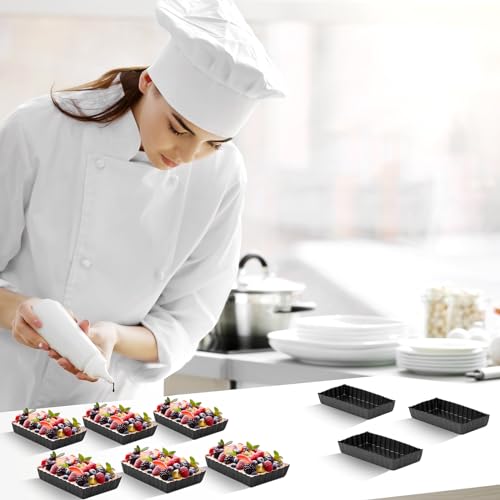 16 Pcs Mini Tart Pans for Baking (4.33 x 2.36 x 0.79 Inch (Rectangle) / Black Rectangle)
