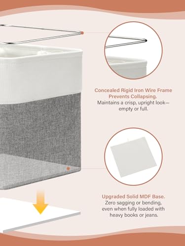 Set of 4 Storage Cubes Baskets for Organizing (White&Grey / M-12"x 12"x12")