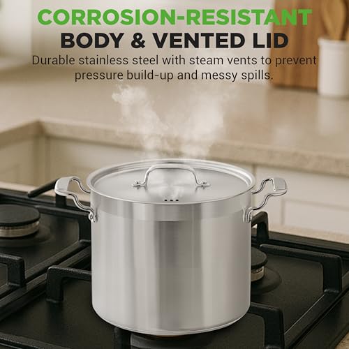 12 Quart Stainless Steel Stockpot with Stainless Steel Lid