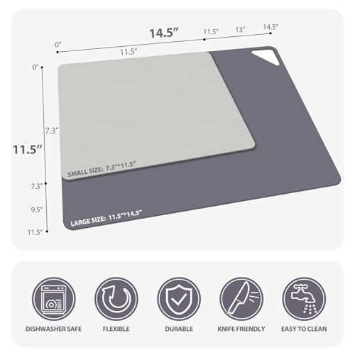 Flexible Plastic Cutting Boards for Kitchen Set of 6 (Multi Grey - S&L - 6)