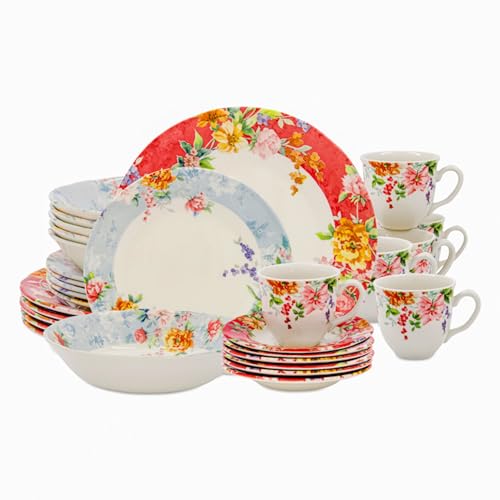 30 Piece Porcelain Dinnerware Set for 6 (30 / Crimson)