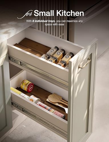 Acacia Wooden Spice Rack Organizer for Cabinet (4 Count)