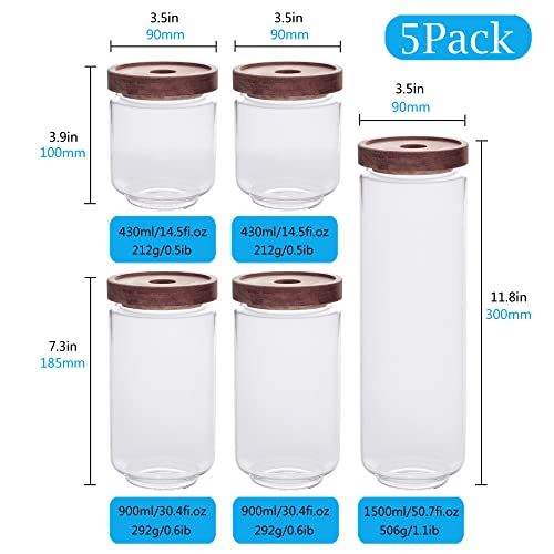 Set of 5 Kitchen Canisters (5set Mixed Size)