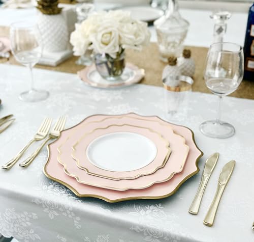 OCCASIONS " 200 Piece set (200 Piece (25 Guest) / A. Imperial Blush Pink & Gold)