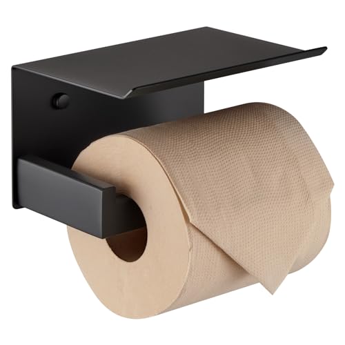 Black Toilet Paper Holders with Shelf Bathroom Toilet Paper Roll Holder SUS304 Stainless Steel Wall Mounted