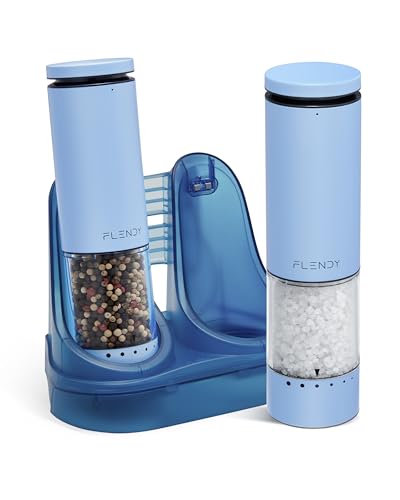 Rechargeable Electric Salt and Pepper Grinder Set with Charging Base (Set of 2 with Charging Base / Blue)