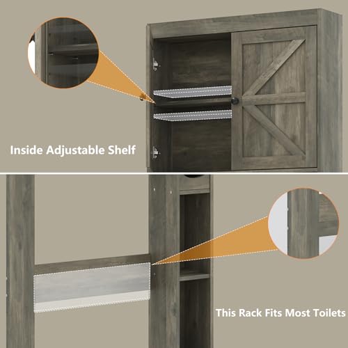 32.3''W Over The Toilet Storage Cabinet with Barn Doors (Grey / Barn Doors Over Toilet Cabinet)