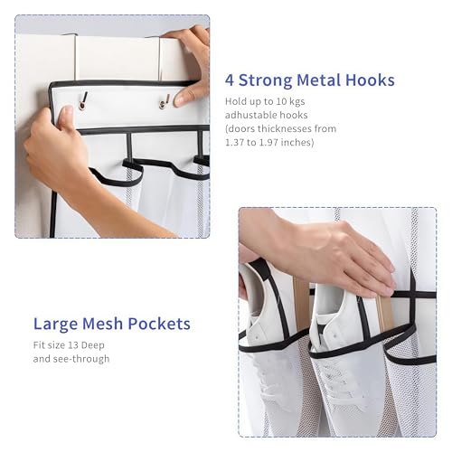 35 Pockets Over the Door Shoe Organizer (White - 35 Pockets)