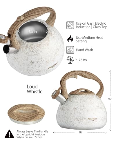 POLIVIAR Tea Kettle (2.7 Quarts / White Gold)