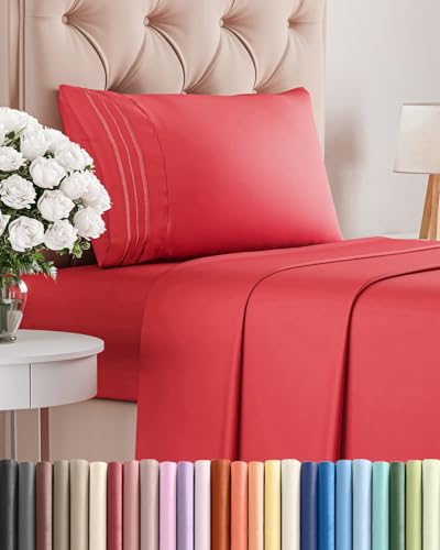 Twin Size 3 Piece Sheet Set (27 - Red / Twin)