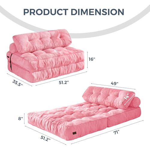 Folding Sofa Bed (Pink / Full)