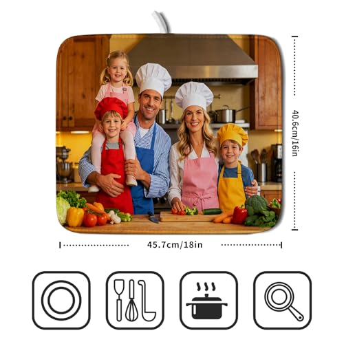 Custom Personalized Dish Drying Mat for Kitchen Counter 16 X 18 In (Custom Colorful / 18" x 16")