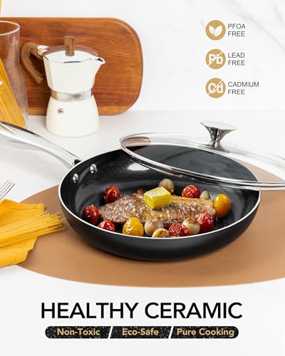 8 Inch Nonstick Frying Pan with Lid (Black / 8 inch)