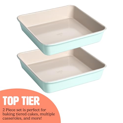 Clean Ceramic Square Cake Pans Set (9-Inch Square / Aqua)