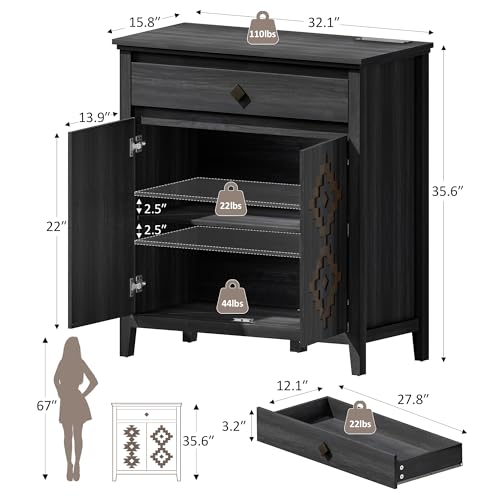32'' Buffet Cabinet with Storage (Dark Gray)