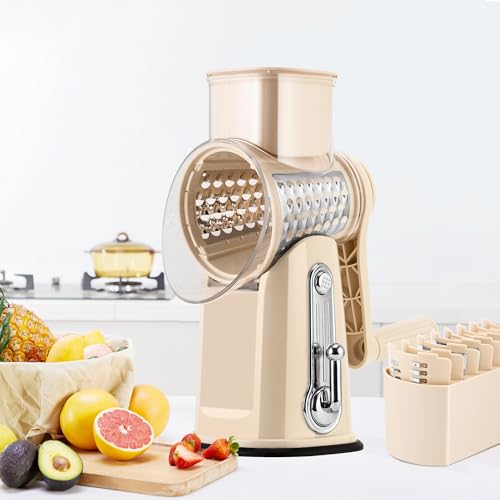 Rotary Cheese Grater 5 Blades (Beige)