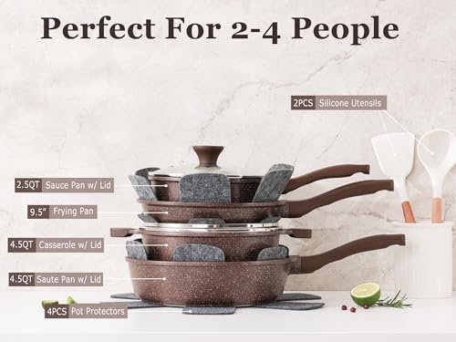 Nonstick Cookware Set 13 Pcs (Toffee Brown)