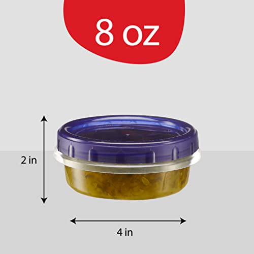 12 Pack Twist Cap Food Storage Containers with Blue Screw on Lid (8 OUNCE)