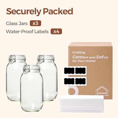 Large Glass Jars with Airtight Lids 71 oz 3 Pack Pantry Organization (71 fl oz x 3)