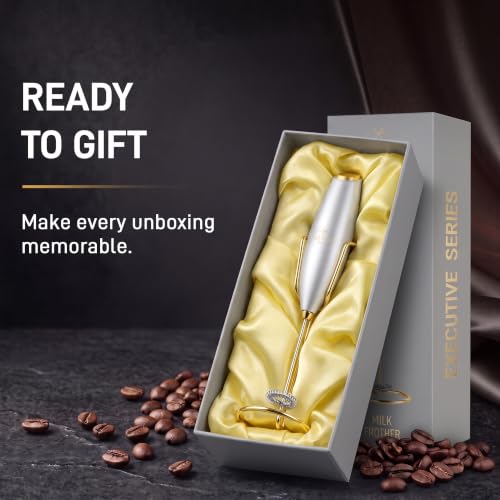 Powerful Milk Frother Wand With Duracell Batteries (Gift Box Silver & Gold / Z1 Motor + Batteries)