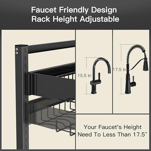 Over The Sink Dish Drying Rack (Black / 3 Tier, Over Sink)