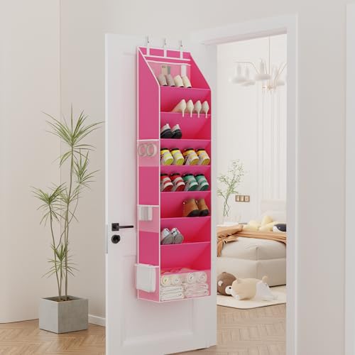 Shoe Storage Over the Door Shoe Organizer (Pink / 1 Pack)