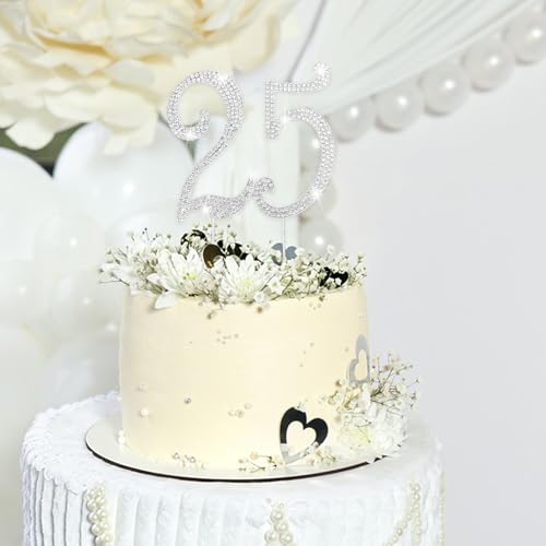 25 Rhinestone Cake Topper (25-Silver)