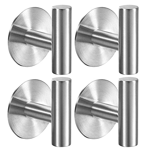 Adhesive Hooks Heavy Duty Wall Hooks Stainless Steel Waterproof Shower Hooks (4 Count)