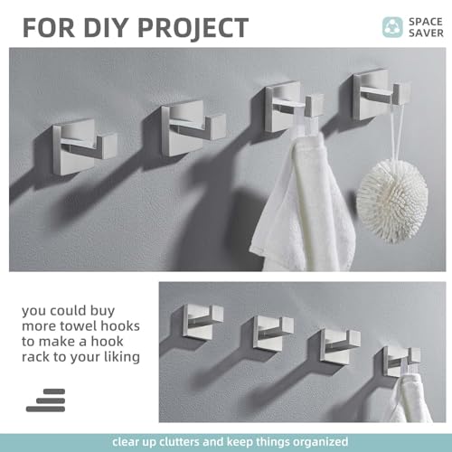 Bathroom Towel Hooks (2 Pack / Brushed Nickel)