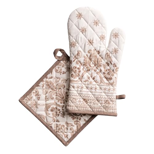 100% Cotton Oven Mitt & Pot Holder Set (121 - Allure / 7.5" x 13" & 8" x 8" (Oven Mitt & Pot Holder))