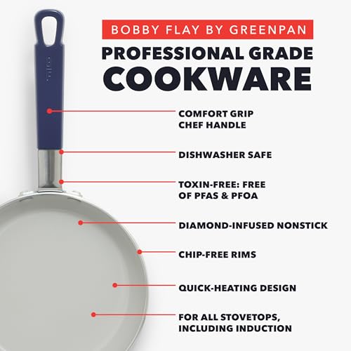 x Bobby Flay 8" Diamond Ceramic Nonstick Frying Pan (8" Frying Pan Skillet / Oxford Blue)