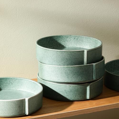Bao 4 Piece Pasta Bowl Set Stoneware (Green / 4-Piece - Pasta Bowl)