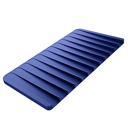 Self Draining Silicone Dish Drying Mat or Trivet for Kitchen Counter in Dark Blue (Drying Mat / Dark Blue)