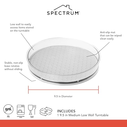 Medium Lazy Susan Organizer 9.5 in for Cabinet Refrigerator Pantry Table Rotating Kitchen Storage Spice Rack Fridge Organization