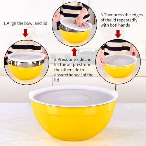 Yellow Mixing Bowls with Lids Set of 7 (Yellow / 7 Sizes)