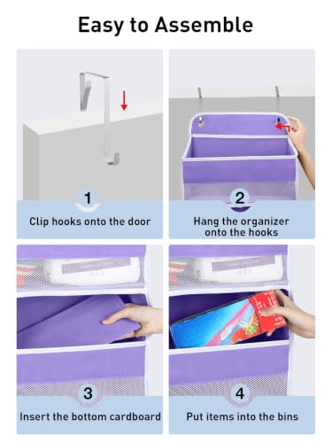 Over the Door Organizer forNursery Closet 35.2lbs Load Purple 4 Tier (Purple / 4 Tier)