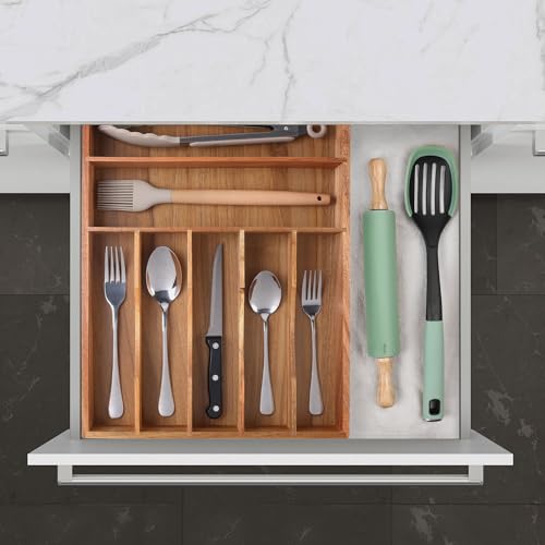 Kitchen Acacia Silverware Organizer
