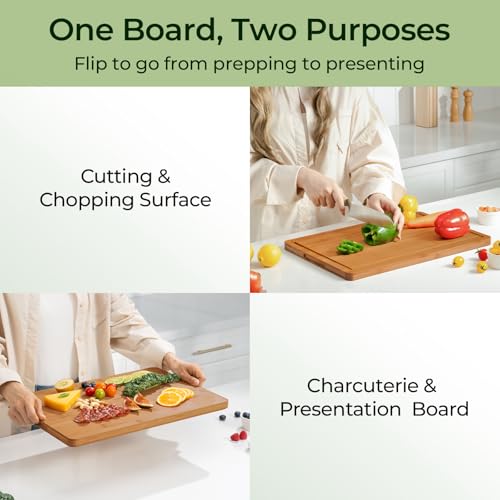 Charcuterie Board Carbonized Bamboo XL With Built (One Piece 18" / Carbonized Bamboo (Brown))