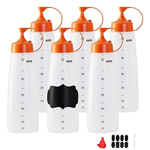 6 Pack 550mI 19 oz Condiment Squeeze Bottles ((14) 19 oz(6pack) Standard Cap)