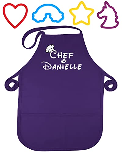Personalized Kids Apron and Cookie Cutter Bundle (Standard / Purple Apron)