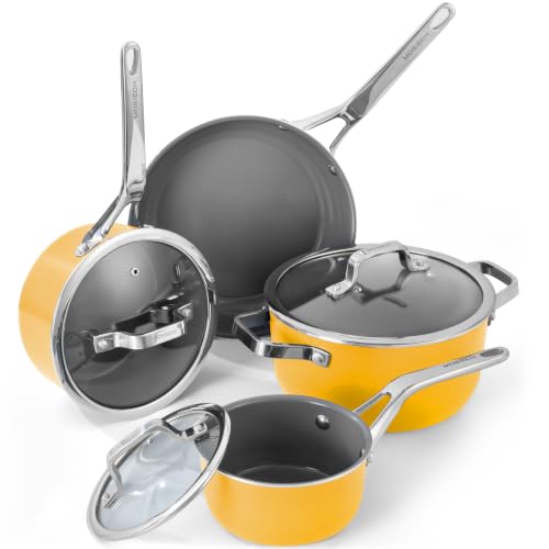 7 Piece Ceramic Cookware Set (Yellow / 7pc set)