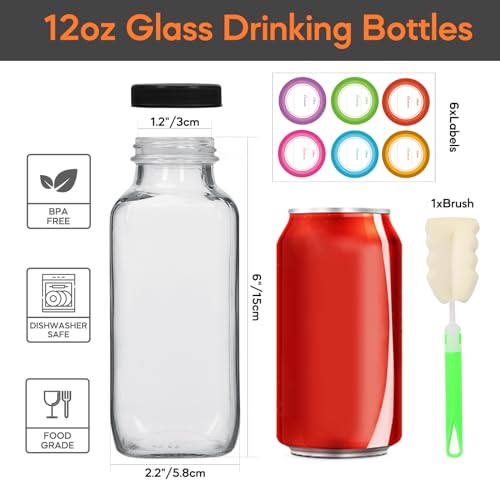 12oz 3 Pack Glass Juice Bottles with Leak (12oz-3pcs)