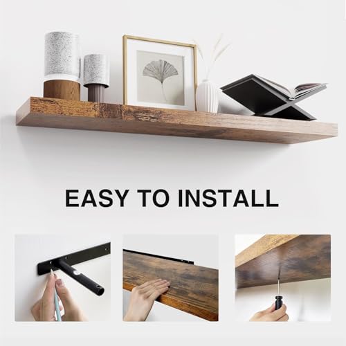 Bathroom Floating Shelves for Wall (Rustic Wood 01 / 36"-2pack)