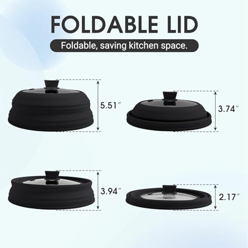 11.8 Inch Silicone & Glass Microwave Splatter Cover (Black / 11.8Inch)