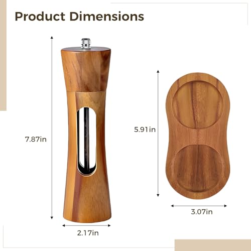 2 Pcs Wooden Salt and Pepper Grinder Set