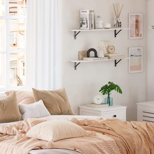 Wall Shelves 23.6" Long Floating Shelves with Metal Brackets (White / 23.6 Inch)