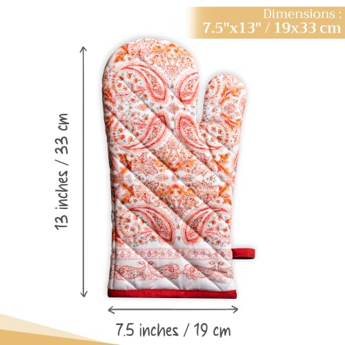 Maison d'Hermine Oven Gloves 100% Cotton Oven Mitt (055 - Orient / 7.5" x 13" (Oven Mitt))