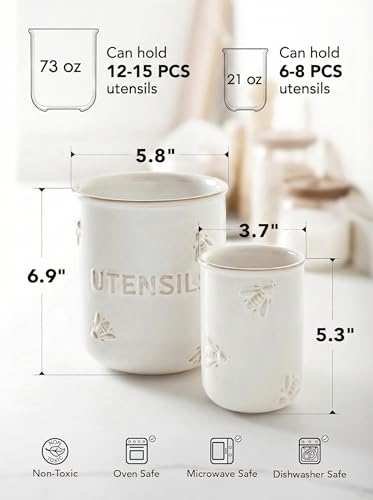 Kitchen Utensil Holder Set of 2 (Bee(S+L))