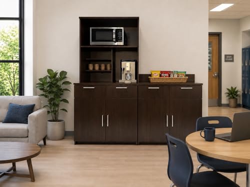 Microwave Hutch Cabinet with 2 (72" W – 2 Doors + Hutch)