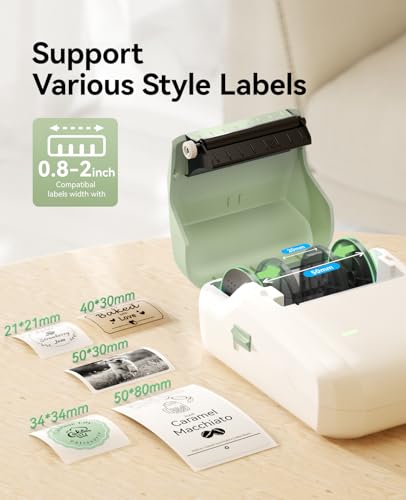 B1 Label Maker Machine with 3 Roll Tapes (Green / Printer+ 3 Tapes)
